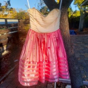 Betsey Johnson Y2K Pink & Cream Striped Strapless Princess Tutu Dress
